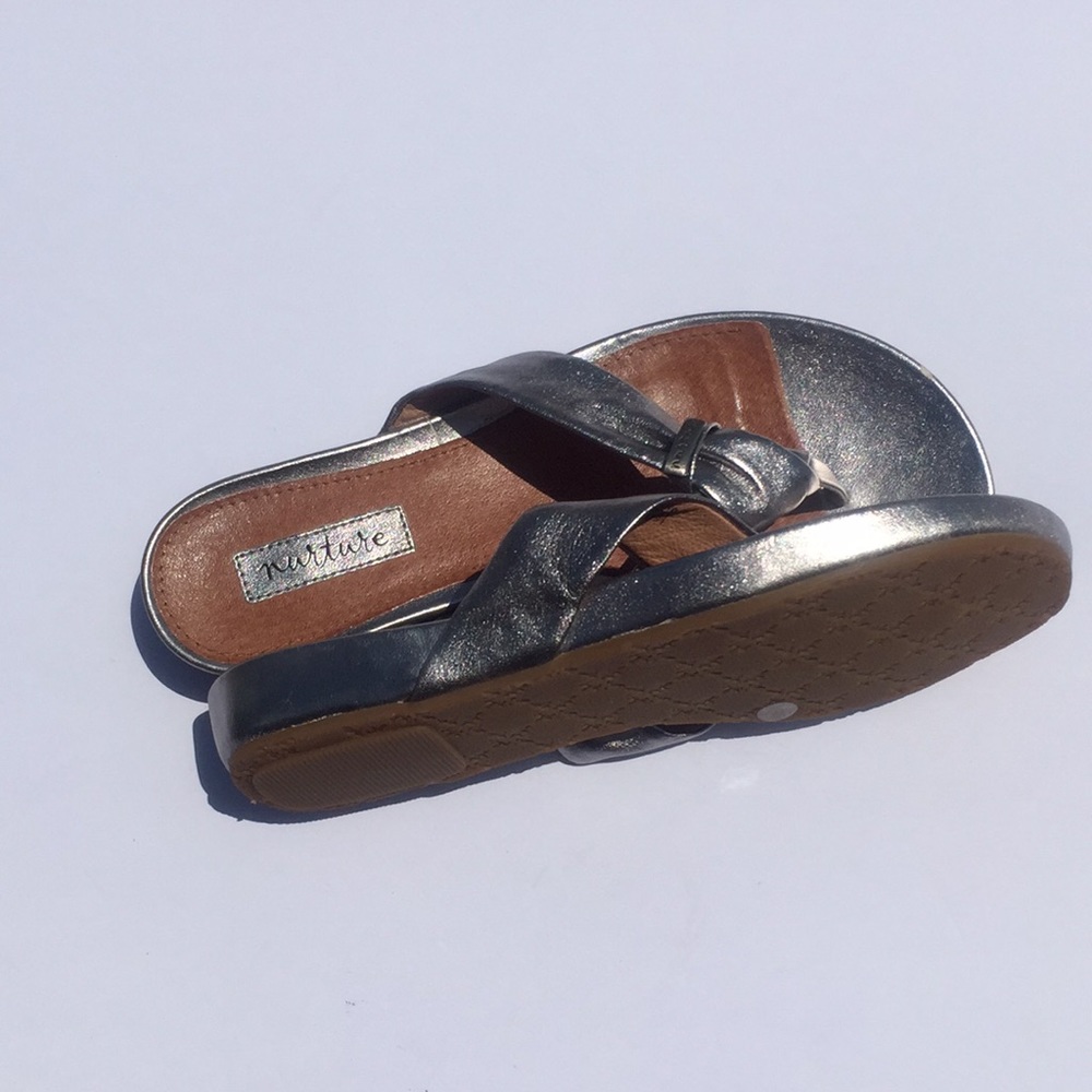 NURTURE Silver Leather Flip Flops - Picture 4 of 4
